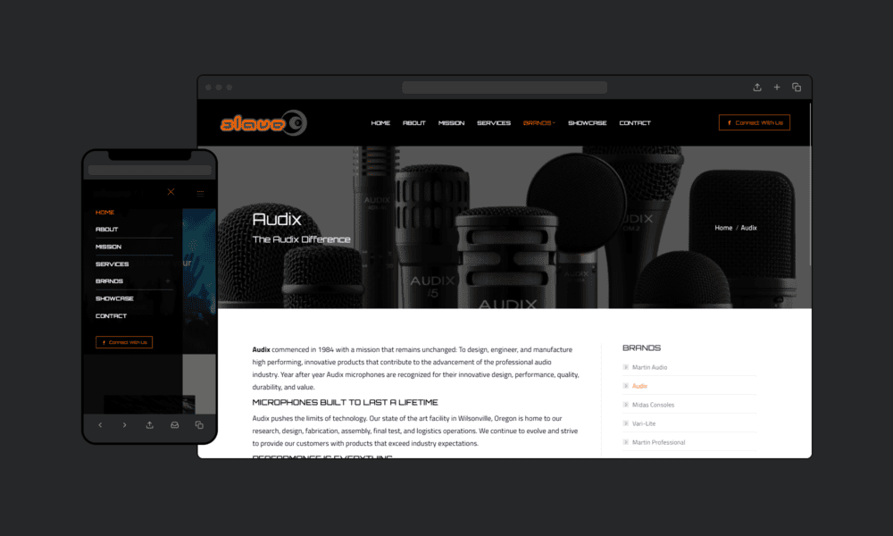 Esthetic design showcase Slave Distributors main page